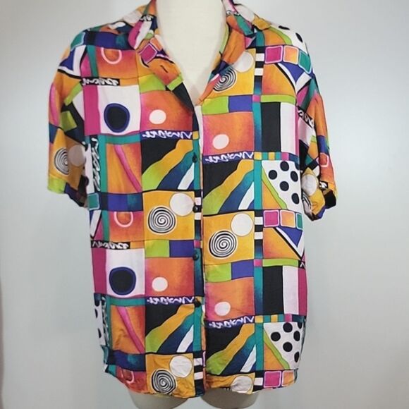 THE LIMITED Vintage Button Front Silk Retro Top size XS - Picture 1 of 8